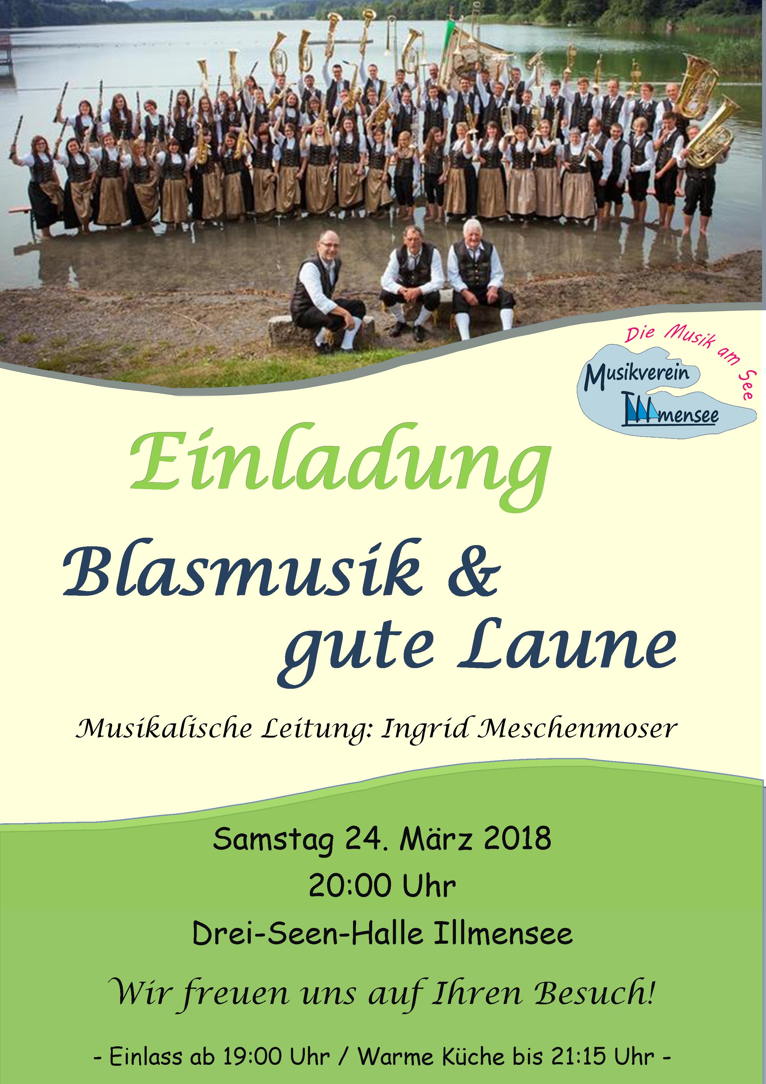 Herzliche Einladung Blasmusik & gute Laune am 24. März 2018