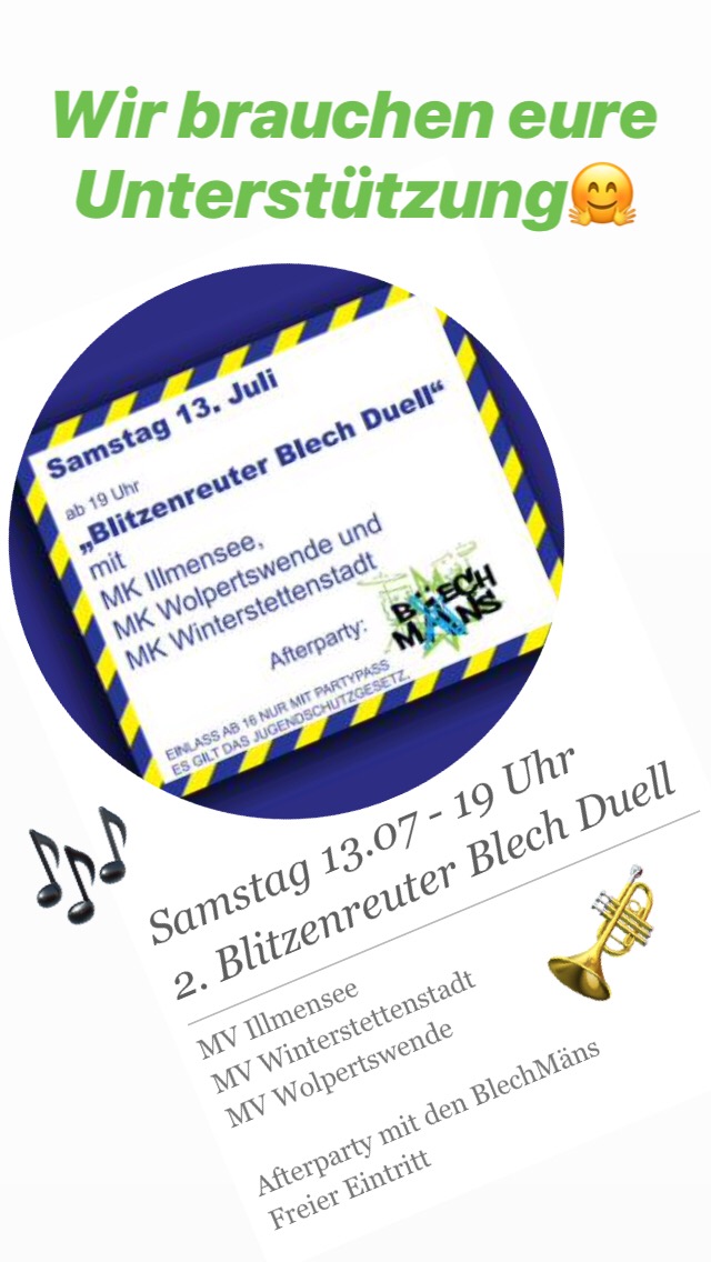 Herzliche Einladung zum „Blitzenreuter Blech Duell“